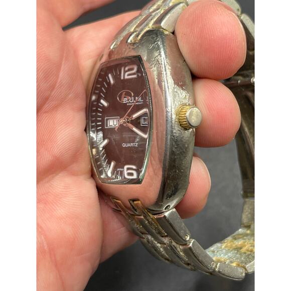 Bum Equipment 3316 Analog Date/Day Mens Quartz Watch Black Dial Silver Tone 36mm - Picture 5 of 12